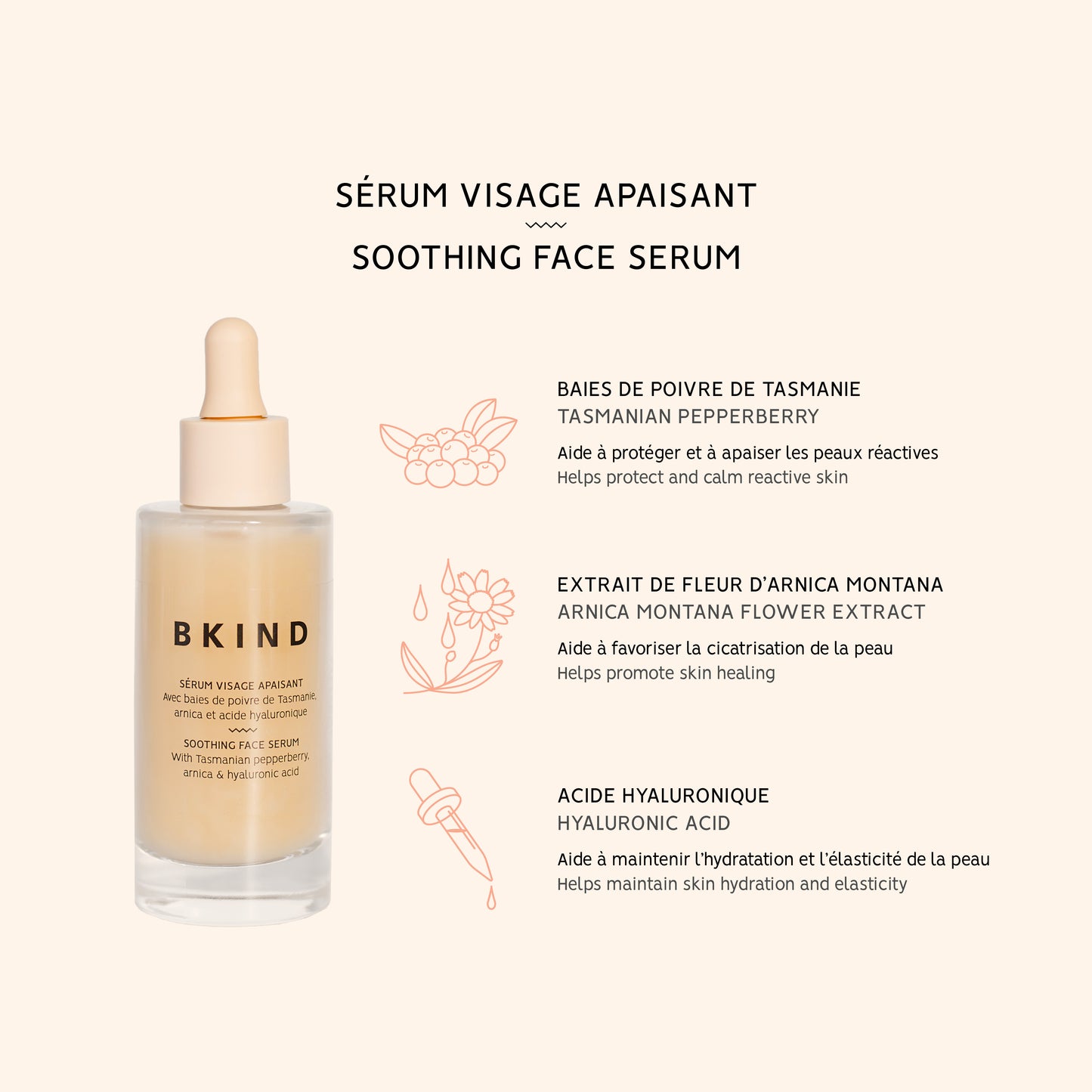 Sérum visage apaisant avec Arnica et acide hyaluronique